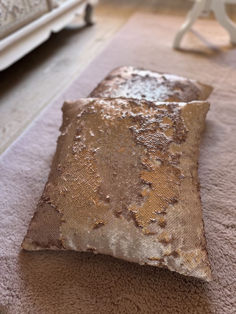 Sequin cushions 2 pieces in old rose