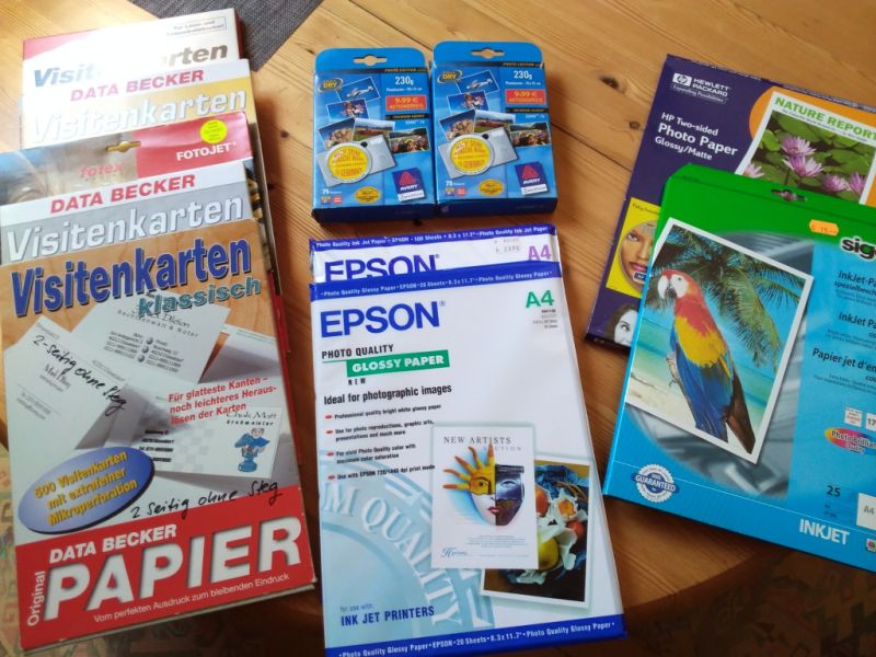 Papier für Drucken von Bildern und Visitenkarten