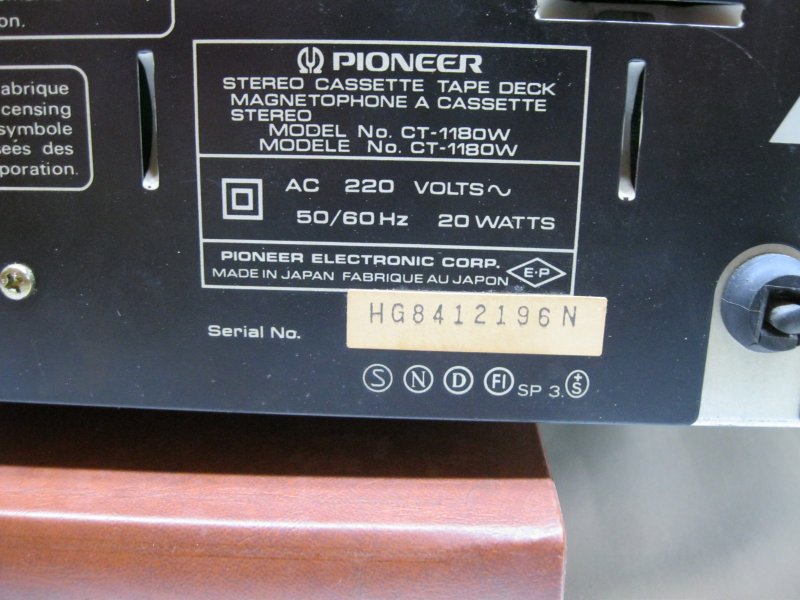 Pioneer Stereo Doppel-Cassetten Tape Deck CT-1180W, 20W, gebraucht, guter Zustand, Andratx