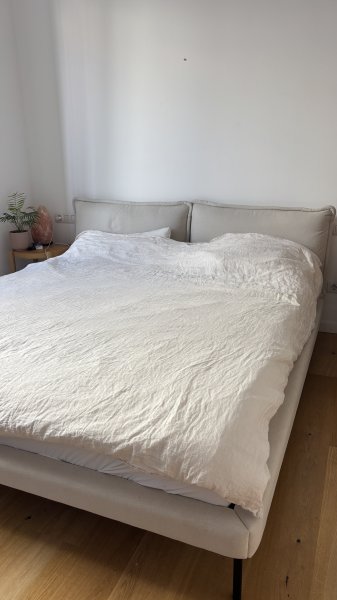Cama tapizada - Cama doble - Cama Westwing Amelia 180x200 - beige claro