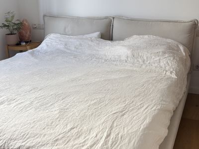 Cama tapizada - Cama doble - Cama Westwing Amelia 180x200 - beige claro