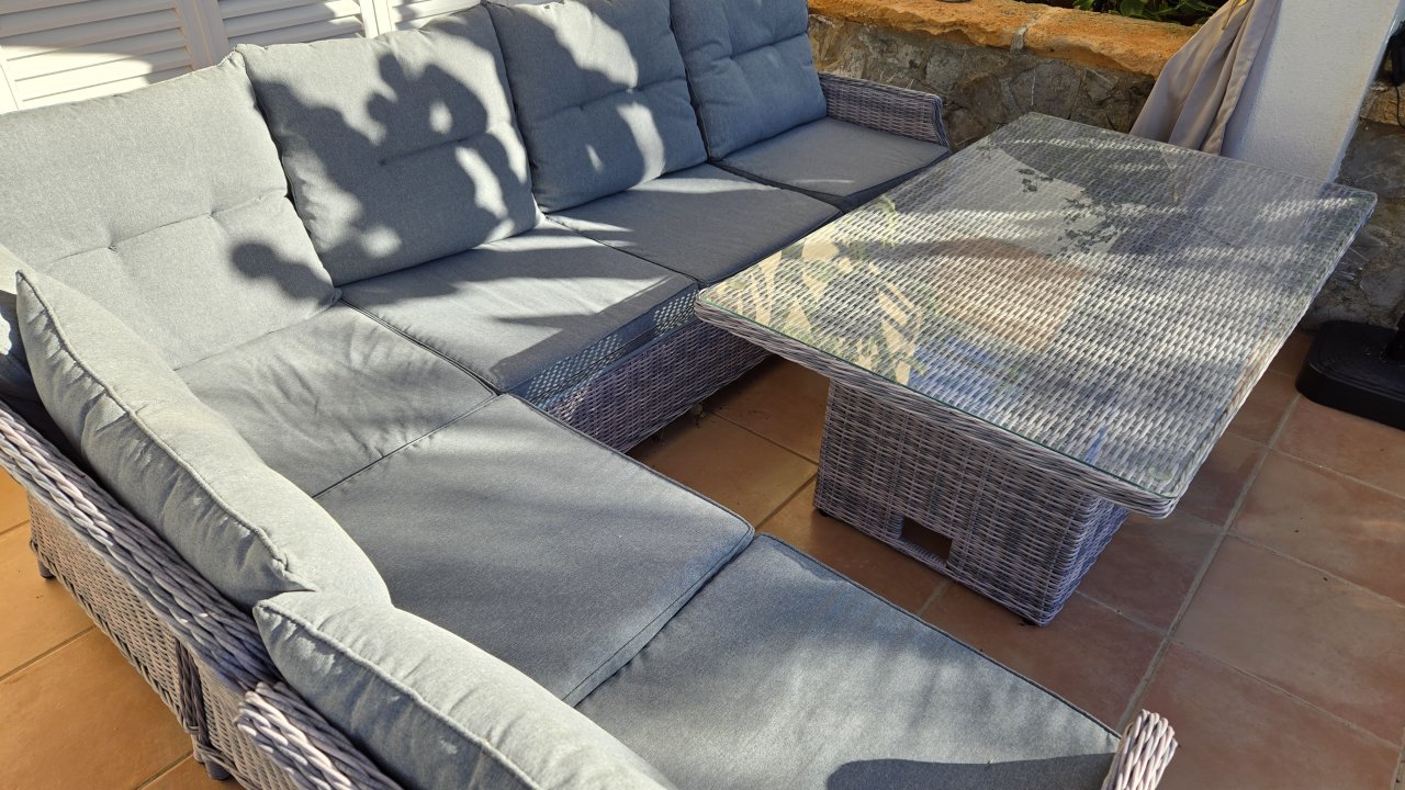 Polyrattan Lounge-Ecke mit Lifttisch & Relaxfunktion Cala Millor