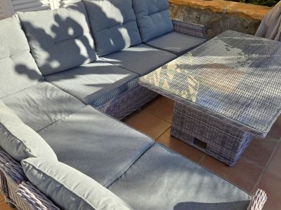 Polyrattan Lounge-Ecke mit Lifttisch & Relaxfunktion Cala Millor