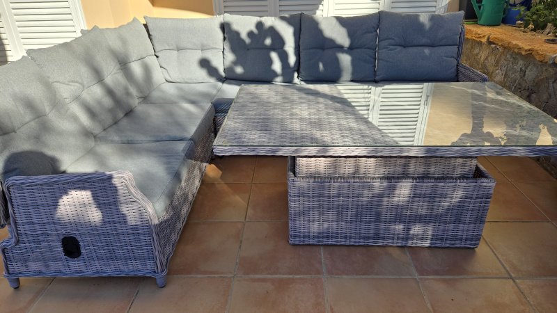 Polyrattan Lounge-Ecke mit Lifttisch & Relaxfunktion Cala Millor