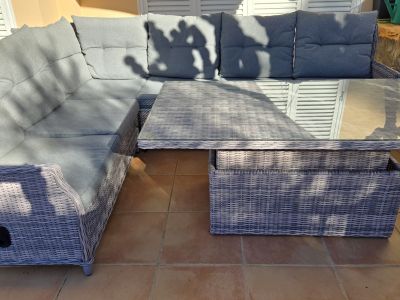 Polyrattan Lounge-Ecke mit Lifttisch & Relaxfunktion Cala Millor