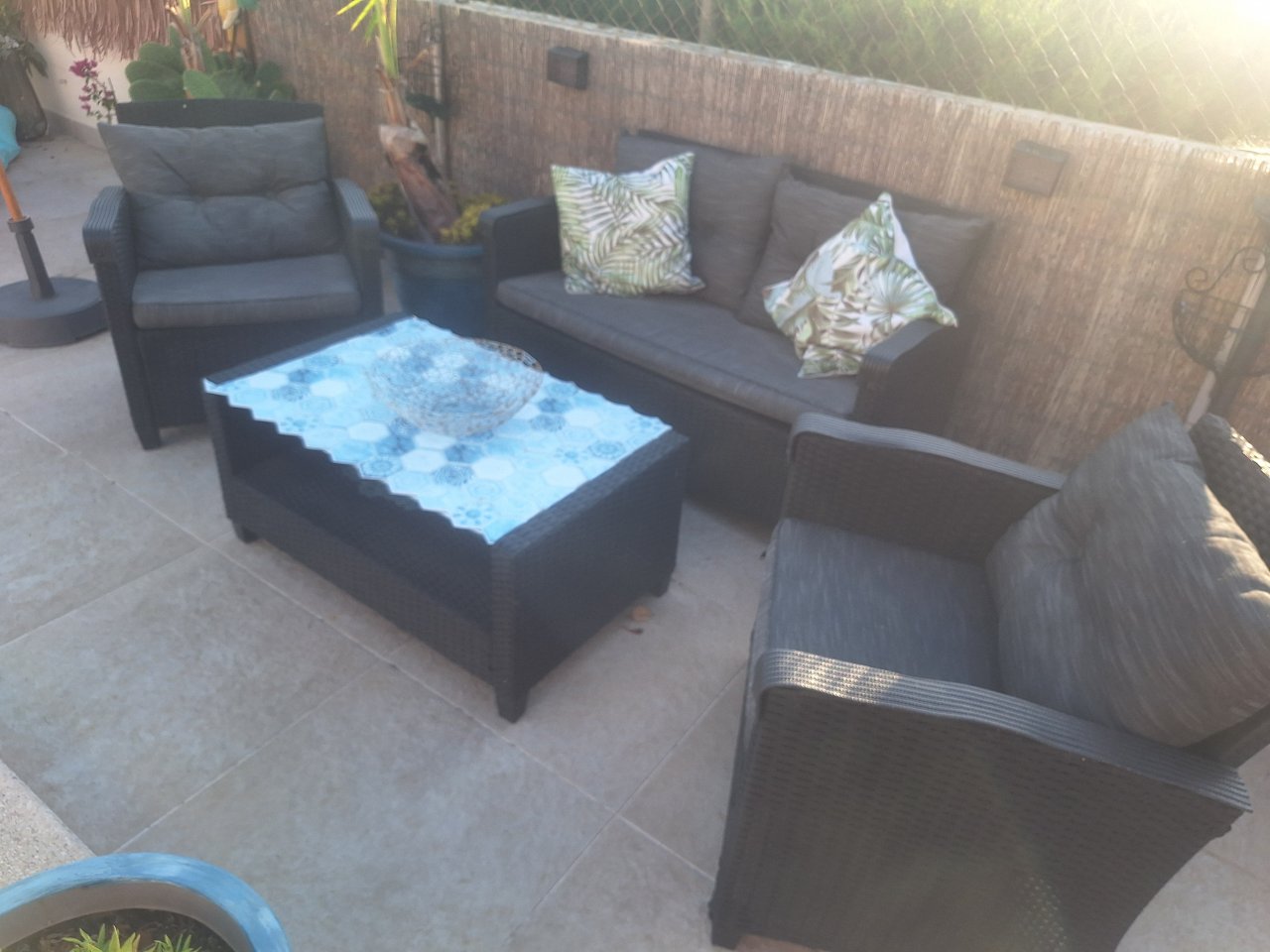 Polyrattan seating set garden furniture rattan top