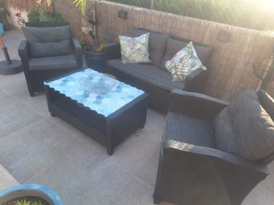 Polyrattan seating set garden furniture rattan top