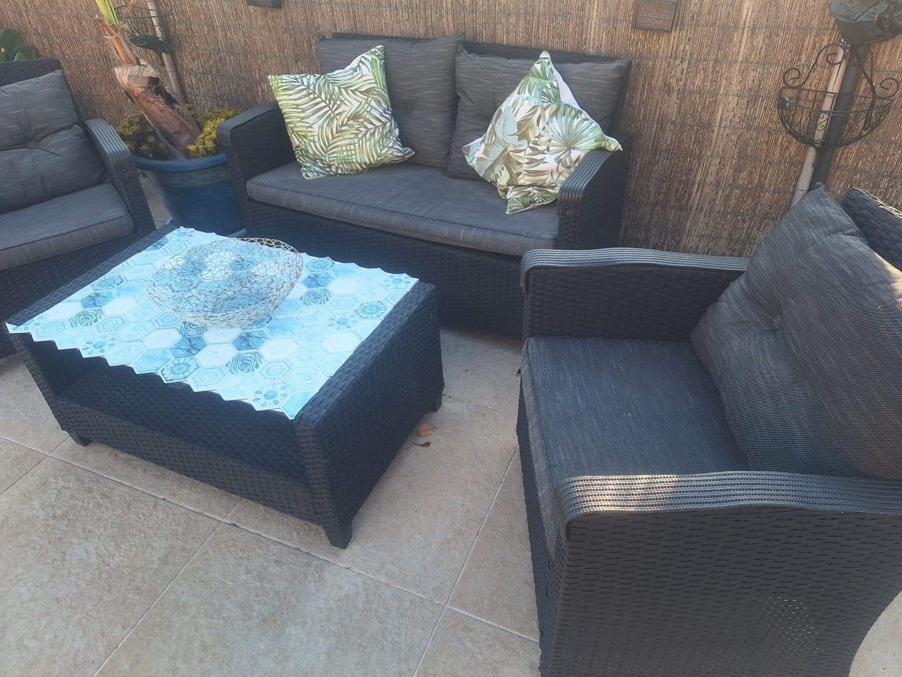 Polyrattan seating set garden furniture rattan top
