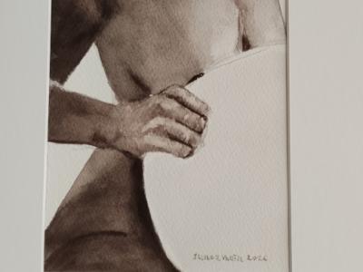 Porträt einer Frau mit Passepartout und Rahmen mit Glas