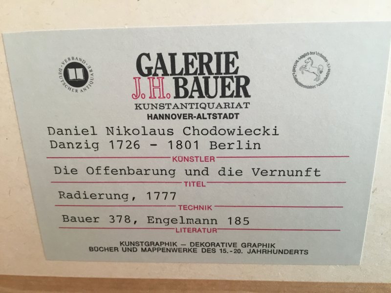 Radierung, 1777, Daniel N. Chodowiecki, Die Offenbarung u. die Vernunft