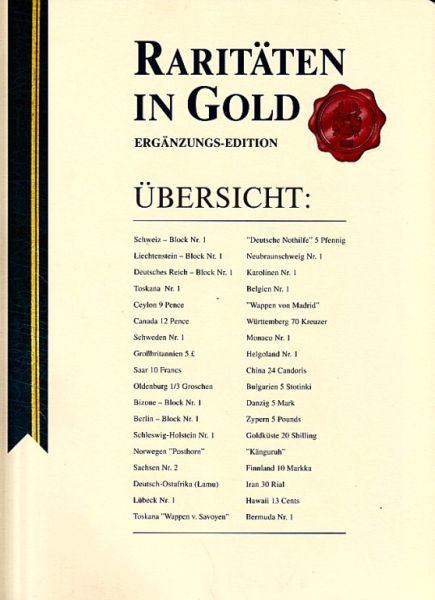 Raritäten in Gold, Göde Bayerisches Münzkontor, 2 Alben, 70 Goldbriefmarken, zertifiziert, limitiert