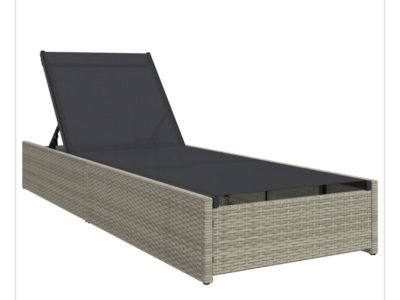 Rattan-Liegen beige mit schwarzem Bezug  Gartenliegen