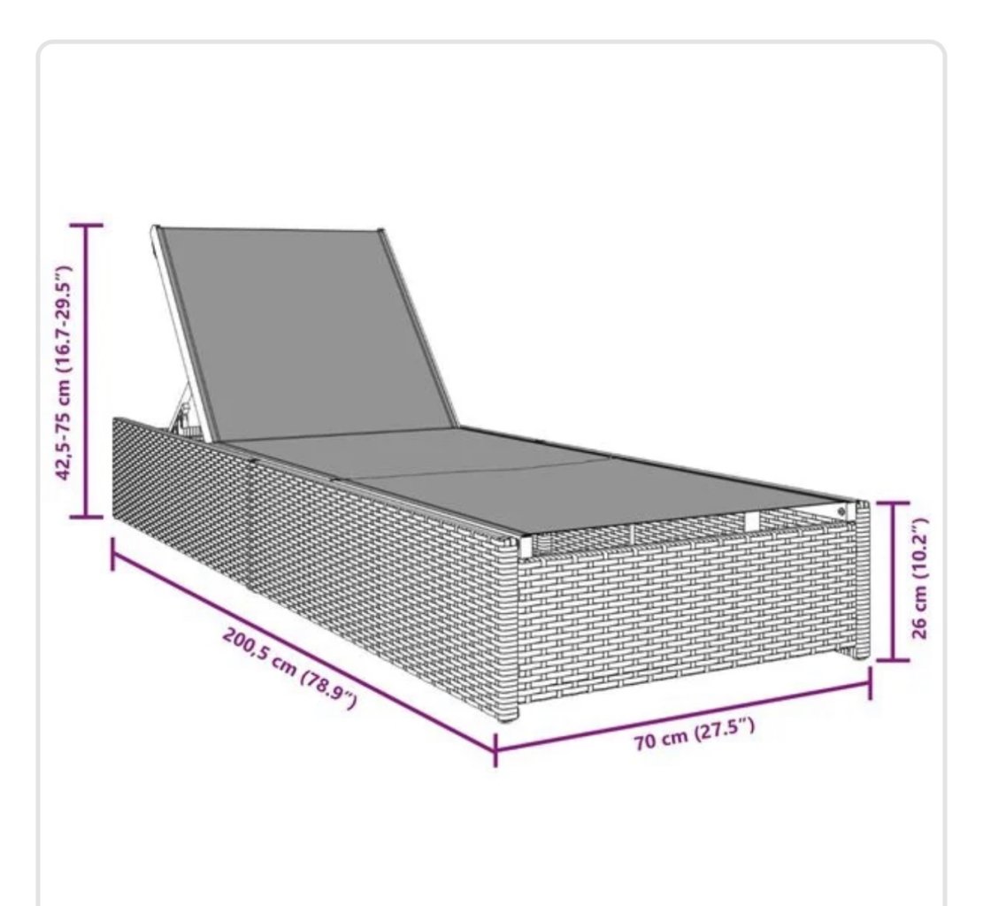 Rattan-Liegen beige mit schwarzem Bezug  Gartenliegen