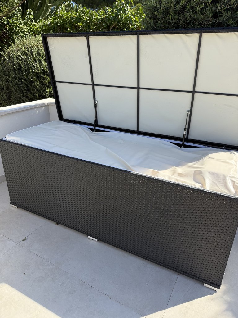Tumbonas de ratán y caja