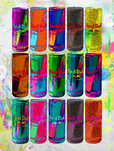 Red Bull in Pop Art Styl auf Leinwand