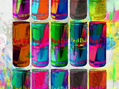 Red Bull in Pop Art Styl auf Leinwand