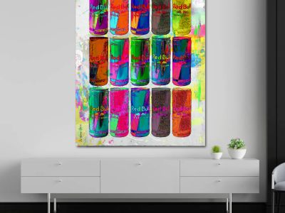 Red Bull in Pop Art Styl auf Leinwand