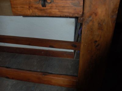 Banco carpintero restaurado + 100 años. Madera oregon americano. Por mudanza.