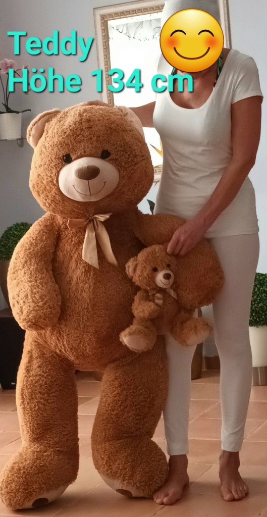 Riesen-Teddy, XXL-Plüschteddy mit Baby-Teddy im Arm.Made in France
