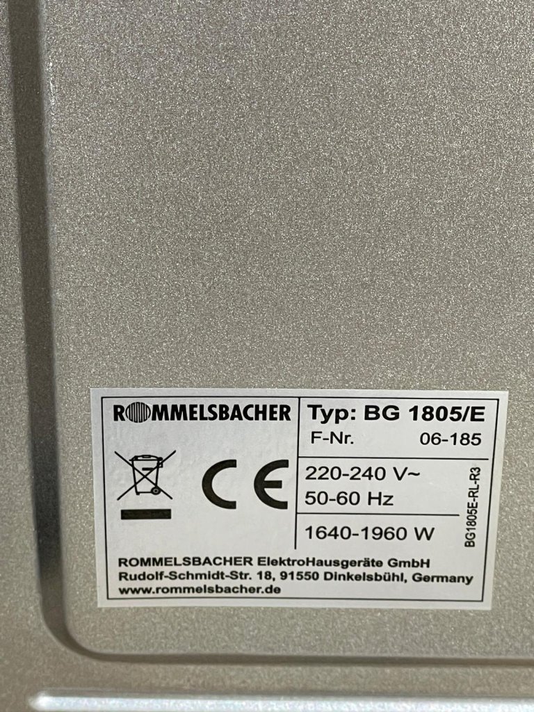 Rommelsbacher Elektro Backofen BG 1805 E