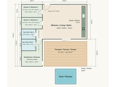 Sa Ràpita: Haus mit Pool, 3 Schlafzimmern und Terrasse zur Langzeitmiete