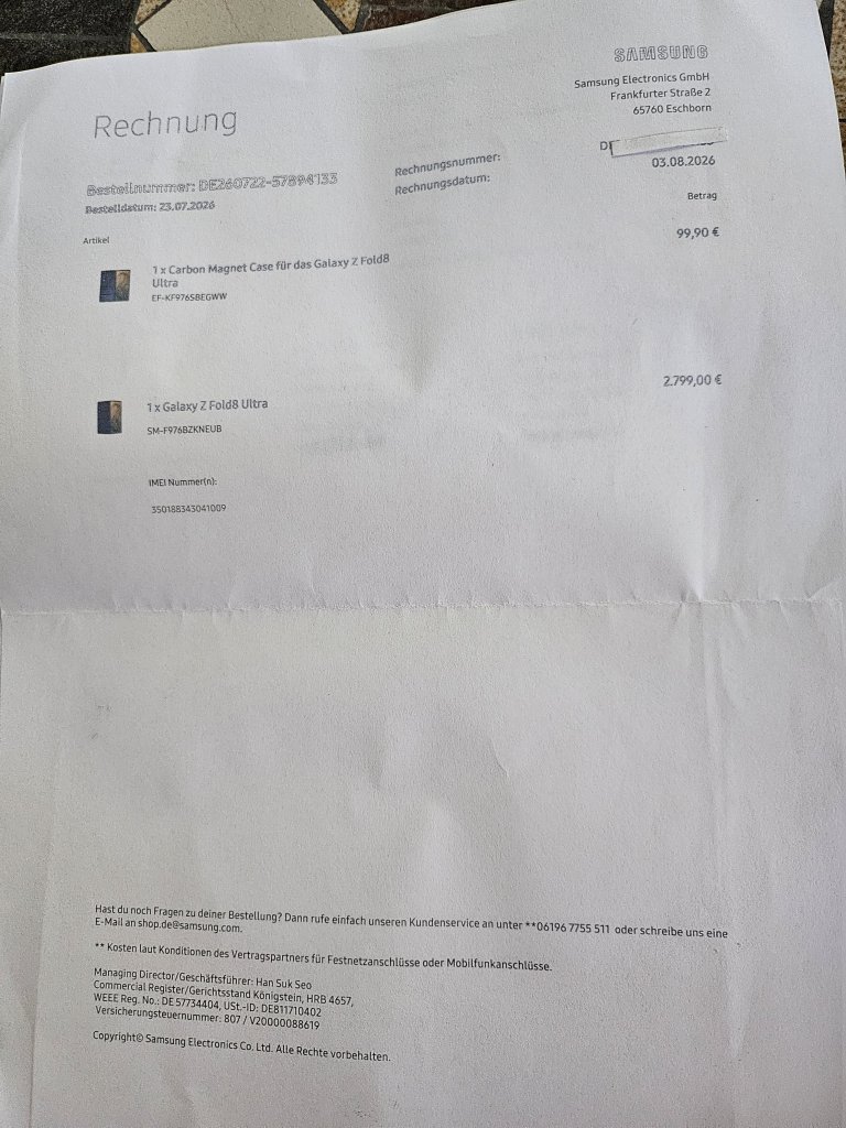 Samsung Galaxy Z Fold 8 Ultra, 16 GB RAM, 1TB Almacenamiento, Solo 1 Ciclo de Carga