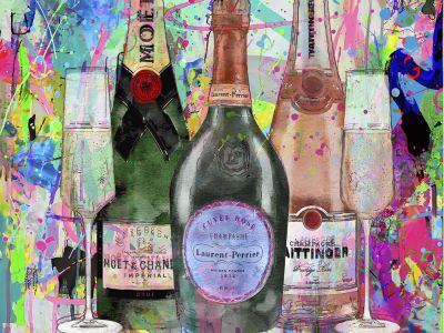 Save water drink Champagne - Art on canvas 80x100cm