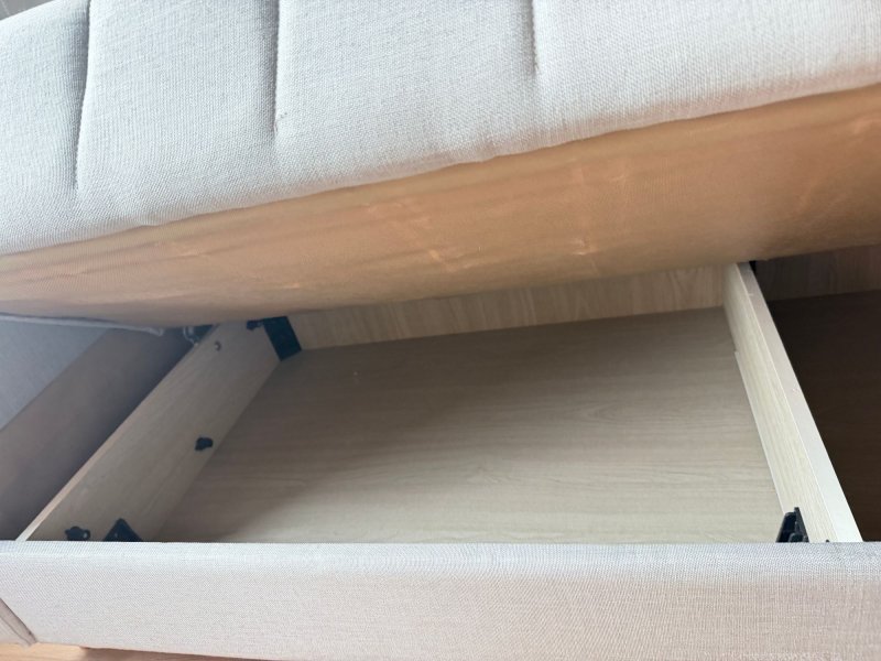 Sofá cama gris con arcón, 209 cm