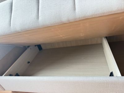 Sofá cama gris con arcón, 209 cm