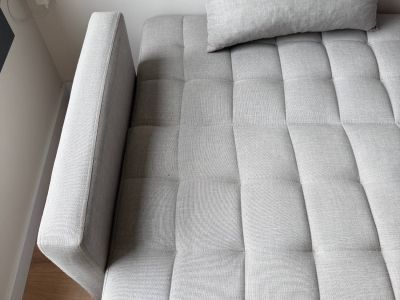 Sofá cama gris con arcón, 209 cm