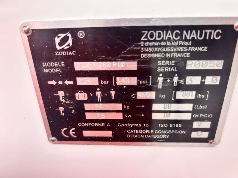 Inflatable boat / Dinghy 260 Rip (Zodiac)