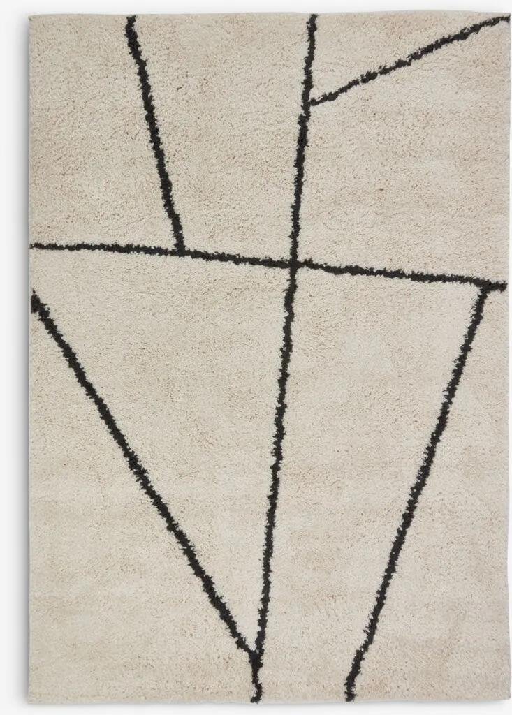 schöner Teppich von Jysk  beige/ weiß schwarz  160 x 230 Hochflausch JYSK