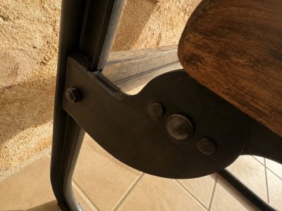 Antique children's school desk, wood and metal