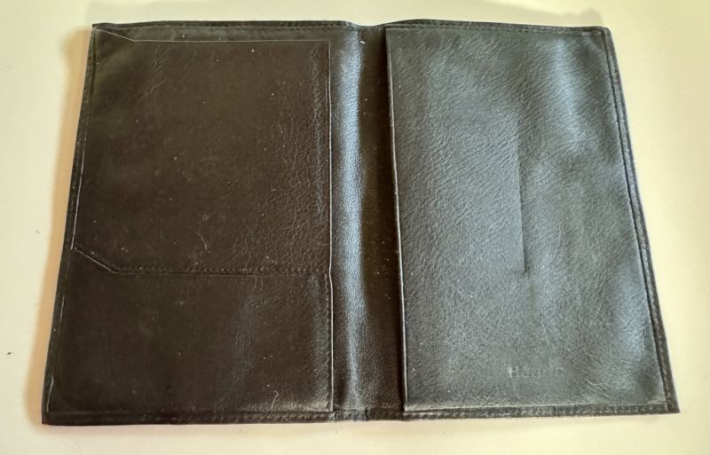 Cartera de cuero negra / cartera para documentos o identificaciones