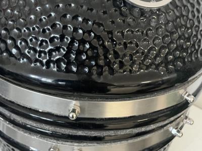 Kamado de cerámica negro 2-in-1 ahumador con parrilla de carbón 56 cm