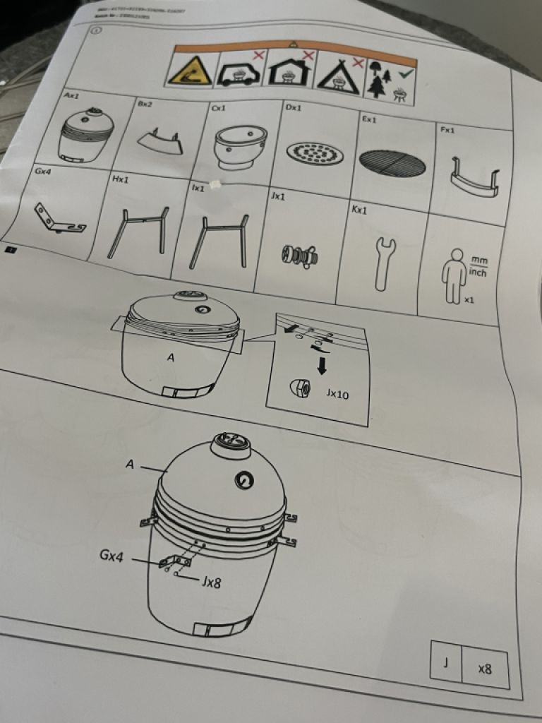 Kamado de cerámica negro 2-in-1 ahumador con parrilla de carbón 56 cm