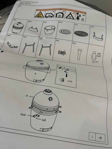 Kamado de cerámica negro 2-in-1 ahumador con parrilla de carbón 56 cm