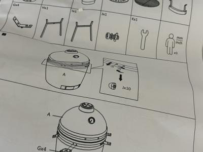 Kamado de cerámica negro 2-in-1 ahumador con parrilla de carbón 56 cm