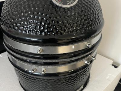 Kamado de cerámica negro 2-in-1 ahumador con parrilla de carbón 56 cm