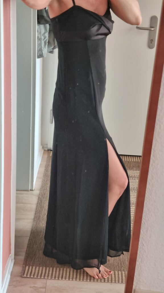 Vestido negro largo elegante de tirantes, vestido de noche, Esprit Talla 36