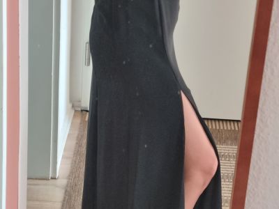 Vestido negro largo elegante de tirantes, vestido de noche, Esprit Talla 36