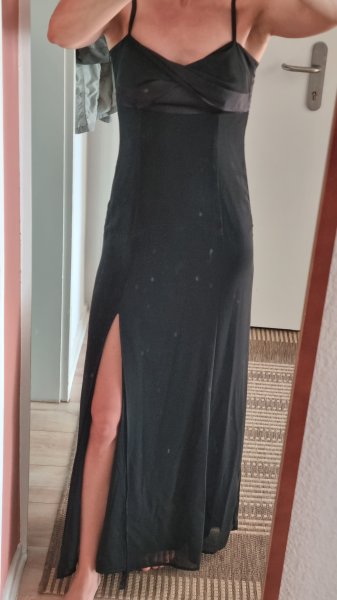 Vestido negro largo elegante de tirantes, vestido de noche, Esprit Talla 36