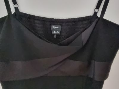 Vestido negro largo elegante de tirantes, vestido de noche, Esprit Talla 36
