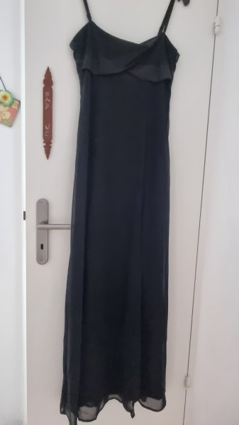 Vestido negro largo elegante de tirantes, vestido de noche, Esprit Talla 36