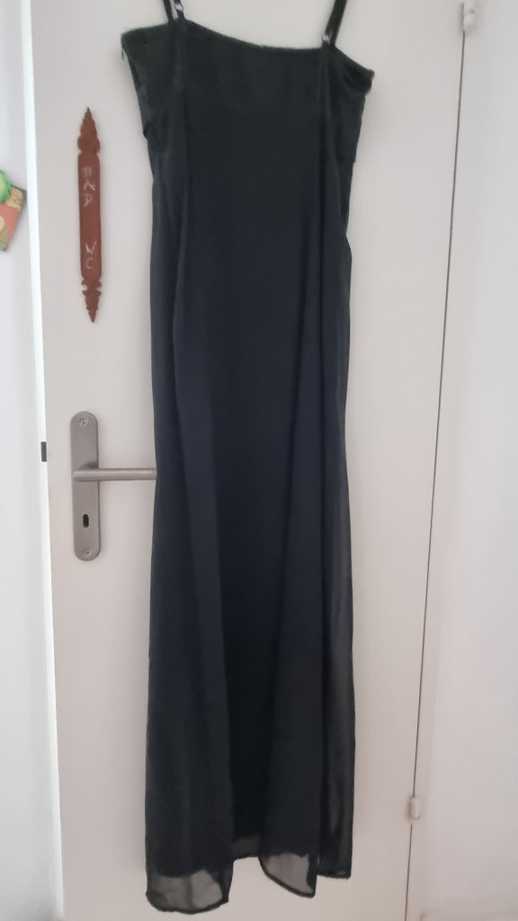 Vestido negro largo elegante de tirantes, vestido de noche, Esprit Talla 36