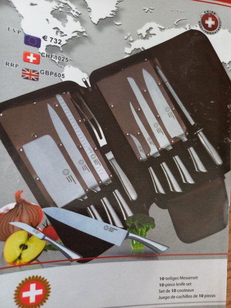 Swiss knife set 10-piece new unused in leather pouch