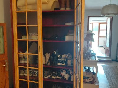Sehr grosse antike Vitrine 253 cm Höhe! Bücherschrank Bibliothek Holz Landhausstil