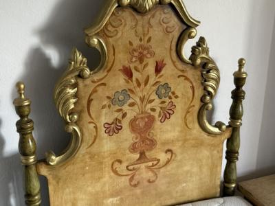 Rare Mallorcan solid bed with matching bedside table