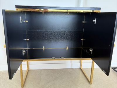 Sideboard schwarz/gold mit Rillentüren 80 cm