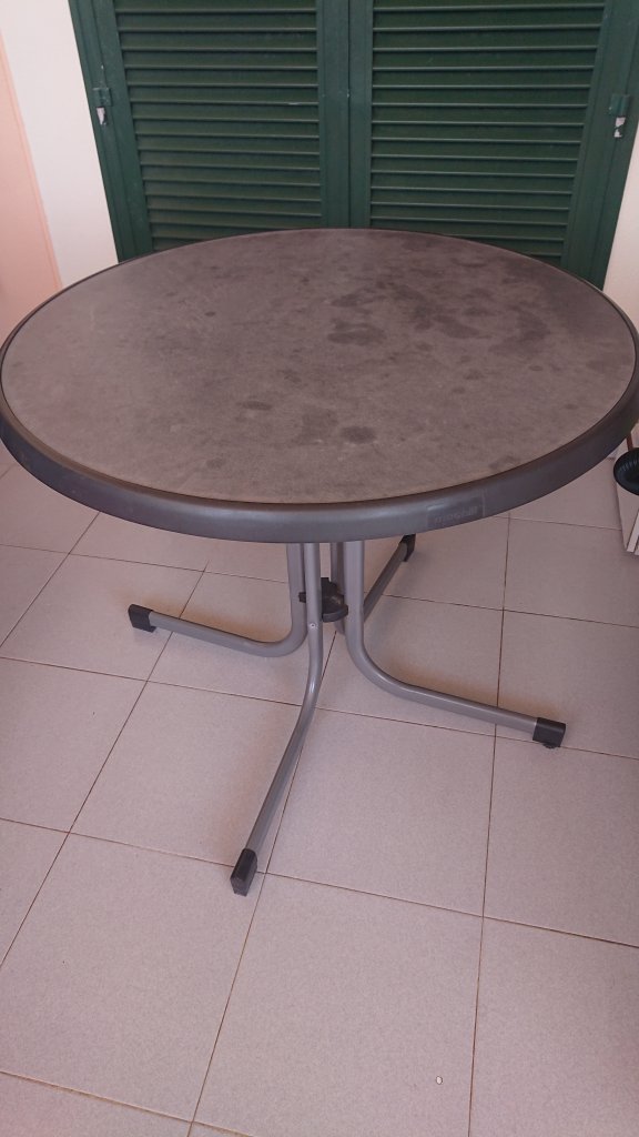 Sieger Balkontisch rund  Ø x H: 86 x 72 cm, Stahl, Mecalit, Klappbar, Graphit/Anthrazit